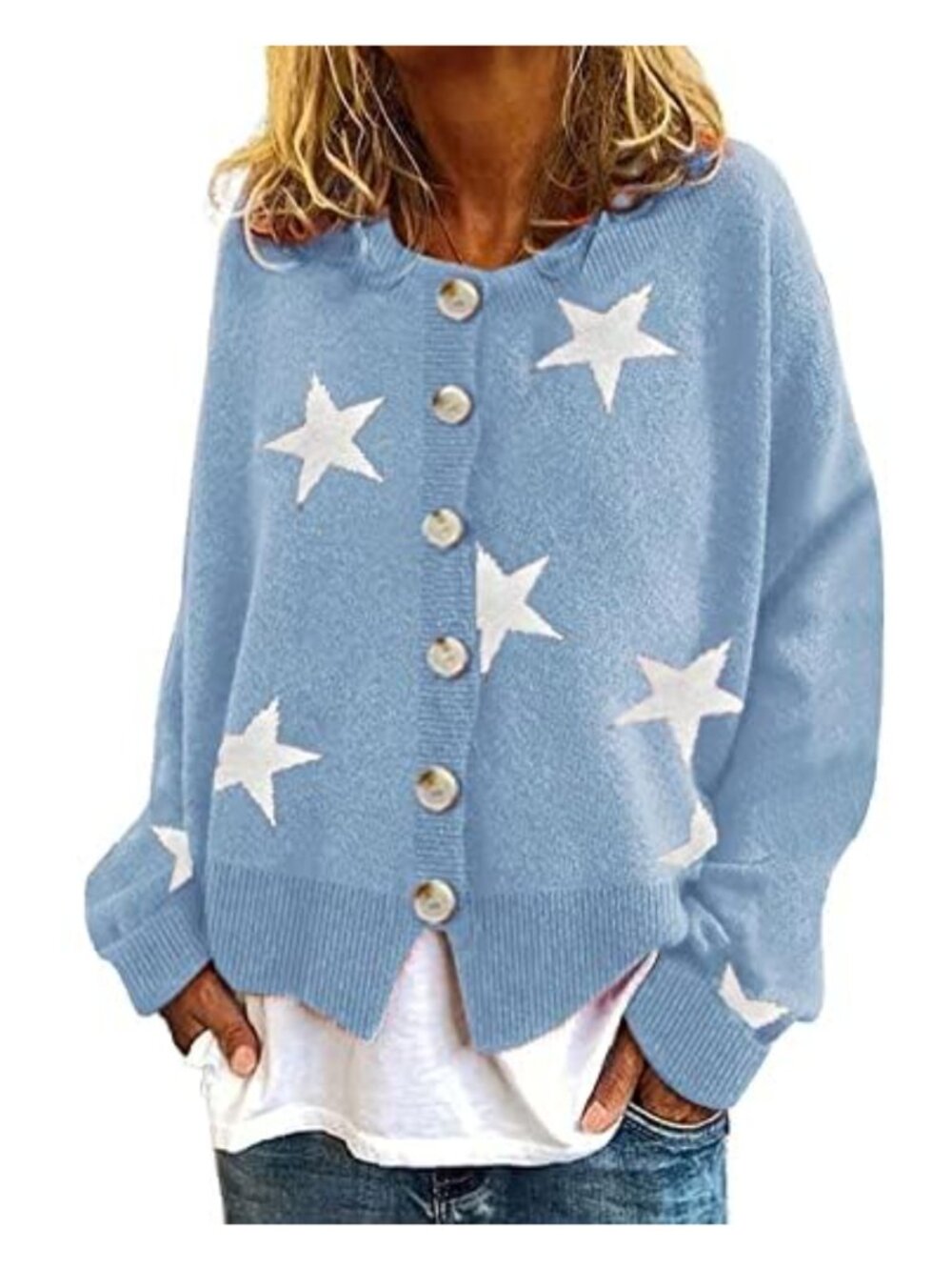 Oversized Cropped Cardigan Sweater Cable Knit Floral Print Button Down